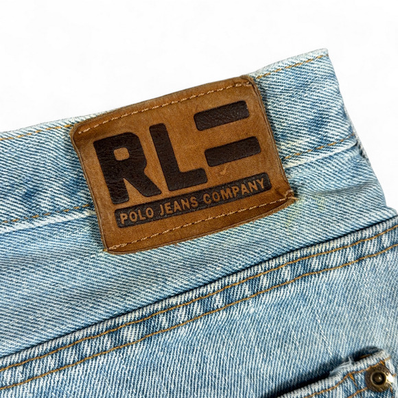 Vintage Ralph Lauren Polo Jean Shorts Mens 33 Blue Denim Baggy Carpenter Y2K - Picture 6 of 10
